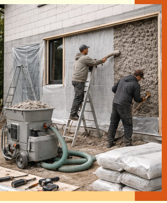 Утепление дома из газобетона эковатой в Евпатории от 4740 руб./м2 | ТепломастерЕвп
