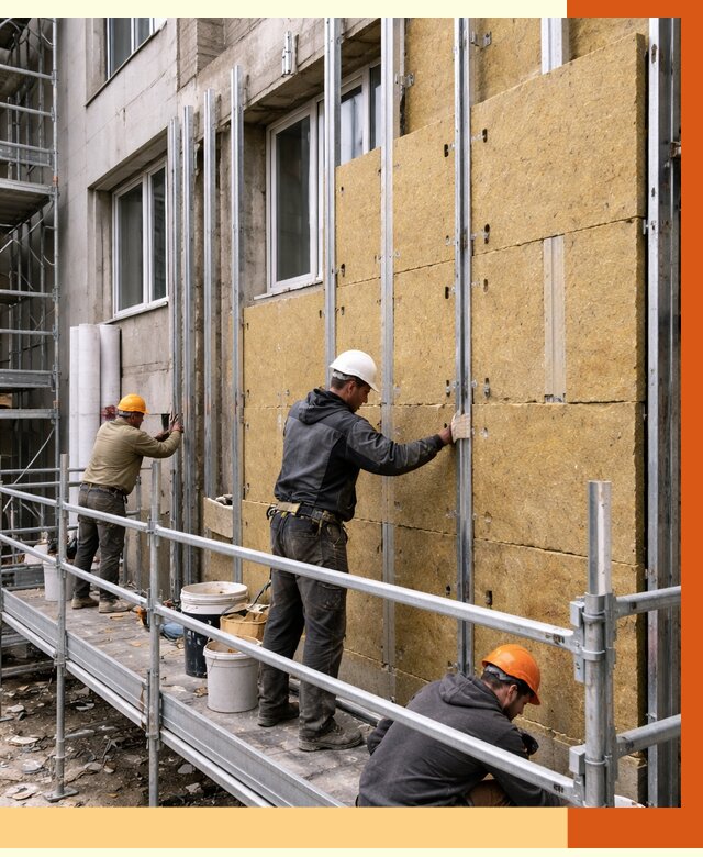Утепление вентилируемого фасада в Евпатории от 5898 руб/м2 — монтаж и утепление вентфасад | ТепломастерЕвп